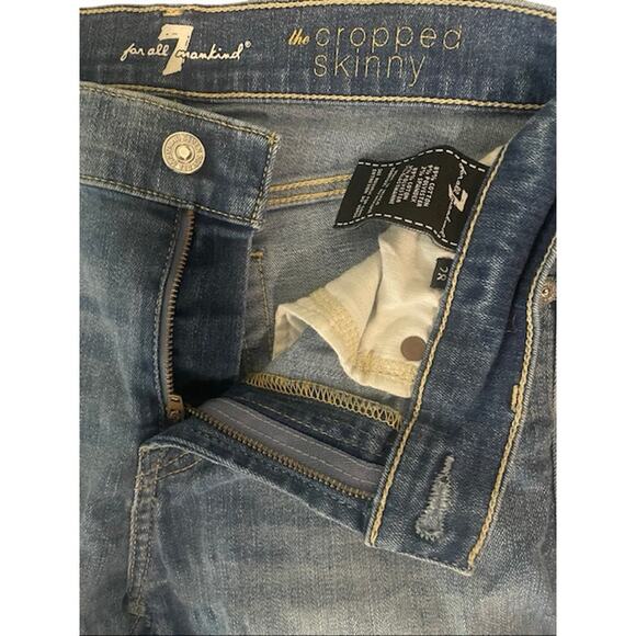7 For All Mankind The Cropped Skinny Jeans Women’s Size 28 Light Wash Denim - Picture 3 of 3